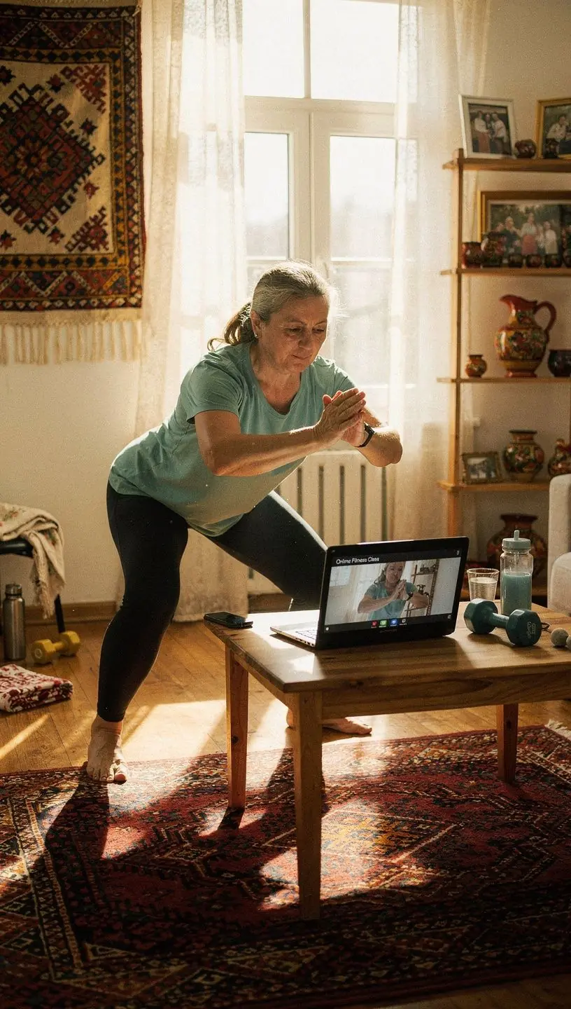 Тренировъчен план на компютърен екран, включващ разнообразни упражнения за ежедневно движение.